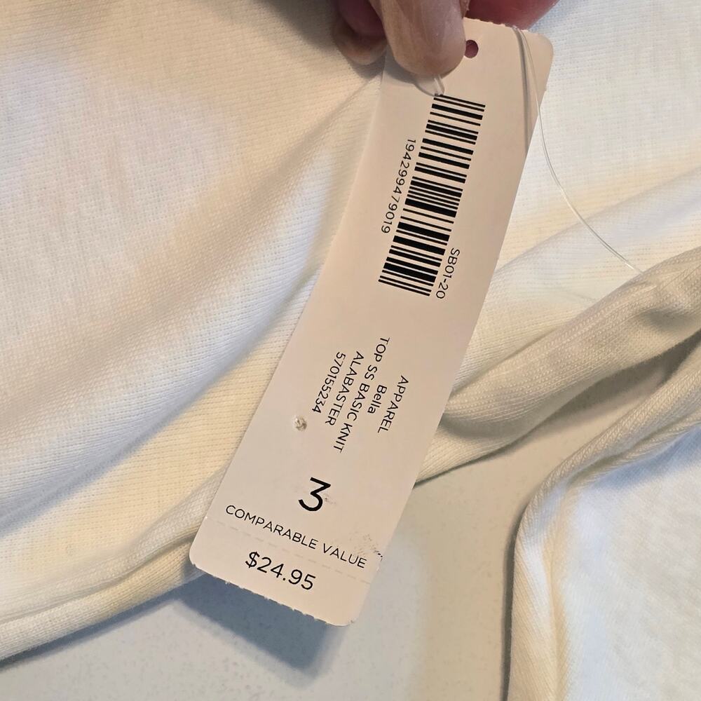 Chicos Bella Top Basic Knit Womens Size XL White 100% Cottton Short Sleeve NWT - Picture 6 of 10